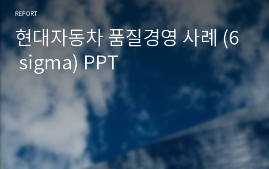 현대자동차 품질경영 사례 (6 sigma) PPT