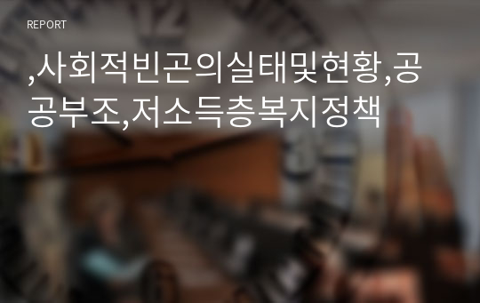 ,사회적빈곤의실태및현황,공공부조,저소득층복지정책