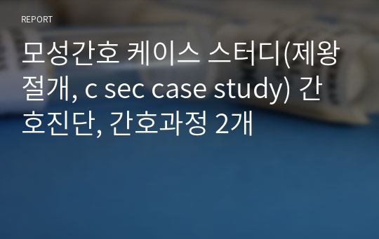 모성간호 케이스 스터디(제왕절개, c sec case study) 간호진단, 간호과정 2개