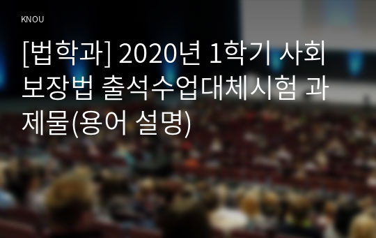 [법학과] 2020년 1학기 사회보장법 출석수업대체시험 과제물(용어 설명)