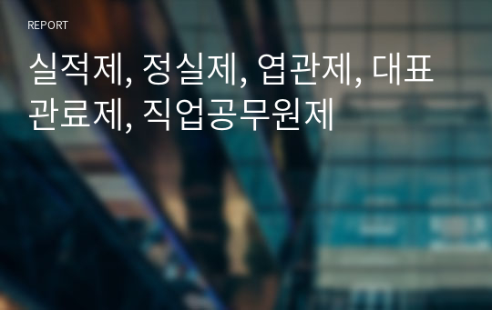 실적제, 정실제, 엽관제, 대표관료제, 직업공무원제