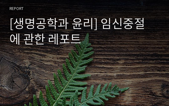 [생명공학과 윤리] 임신중절에 관한 레포트