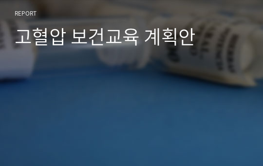 고혈압 보건교육 계획안