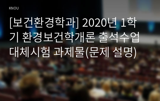 [보건환경학과] 2020년 1학기 환경보건학개론 출석수업대체시험 과제물(문제 설명)