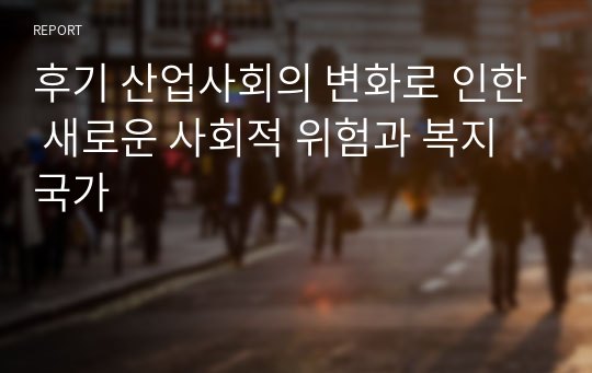 후기 산업사회의 변화로 인한 새로운 사회적 위험과 복지국가