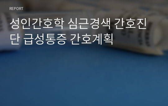 성인간호학 심근경색 간호진단 급성통증 간호계획