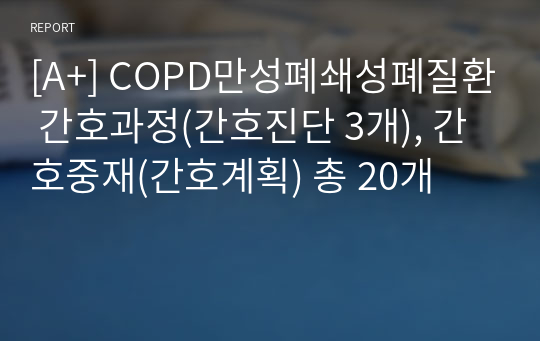 [A+] COPD만성폐쇄성폐질환 간호과정(간호진단 3개), 간호중재(간호계획) 총 20개