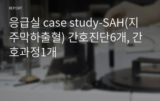 응급실 case study-SAH(지주막하출혈) 간호진단6개, 간호과정1개
