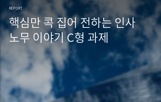 핵심만 콕 집어 전하는 인사노무 이야기 C형 과제