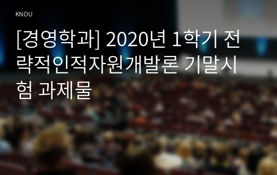 [경영학과] 2020년 1학기 전략적인적자원개발론 기말시험 과제물