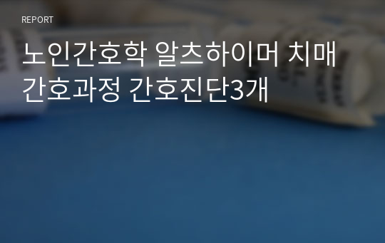 노인간호학 알츠하이머 치매 간호과정 간호진단3개