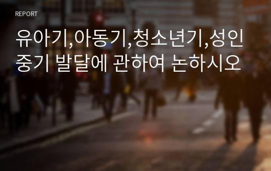 유아기,아동기,청소년기,성인중기 발달에 관하여 논하시오