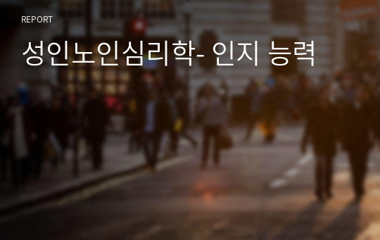 성인노인심리학- 인지 능력