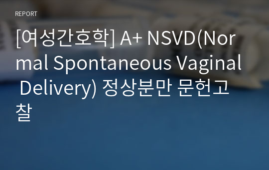 [여성간호학] A+ NSVD(Normal Spontaneous Vaginal Delivery) 정상분만 문헌고찰