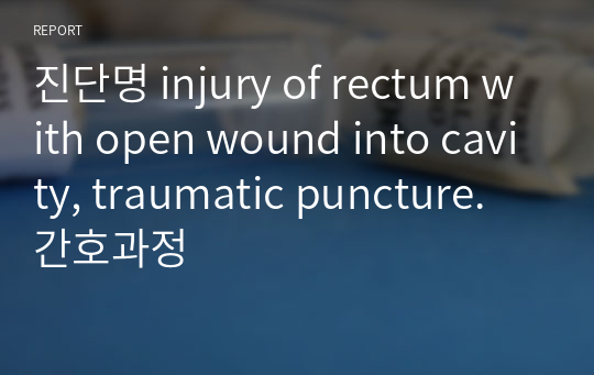 진단명 injury of rectum with open wound into cavity, traumatic puncture. 간호과정