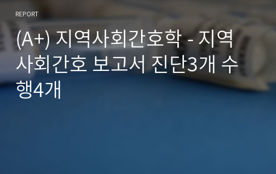 (A+) 지역사회간호학 - 지역사회간호 보고서 진단3개 수행4개