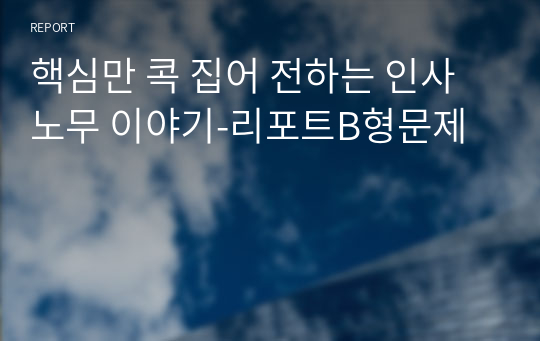 핵심만 콕 집어 전하는 인사노무 이야기-리포트B형문제