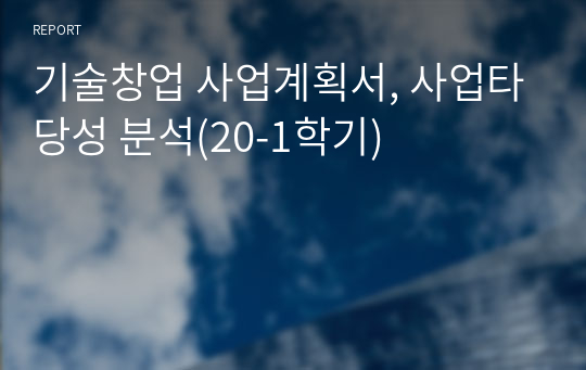 기술창업 사업계획서, 사업타당성 분석(20-1학기)