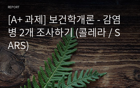 [A+ 과제] 보건학개론 - 감염병 2개 조사하기 (콜레라 / SARS)