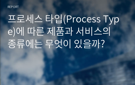 프로세스 타입(Process Type)에 따른 제품과 서비스의 종류에는 무엇이 있을까?