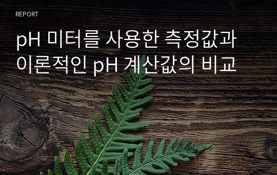 pH 미터를 사용한 측정값과 이론적인 pH 계산값의 비교