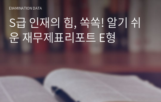 S급 인재의 힘, 쏙쏙! 알기 쉬운 재무제표리포트 E형