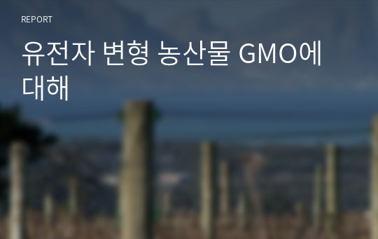 유전자 변형 농산물 GMO에 대해