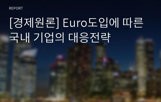 [경제원론] Euro도입에 따른 국내 기업의 대응전략