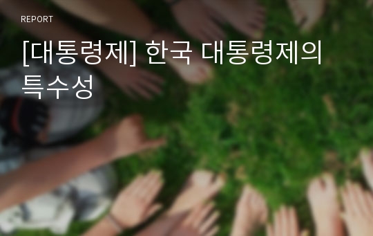 [대통령제] 한국 대통령제의 특수성