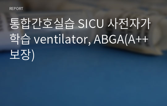 통합간호실습 SICU 사전자가학습 ventilator, ABGA(A++보장)