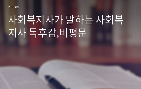 사회복지사가 말하는 사회복지사 독후감,비평문