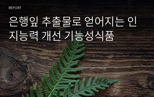 은행잎 추출물로 얻어지는 인지능력 개선 기능성식품