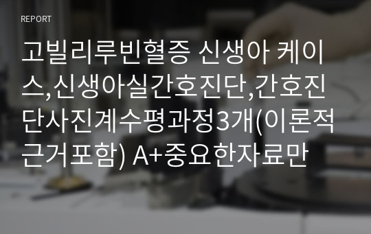 고빌리루빈혈증 신생아 케이스,신생아실간호진단,간호진단사진계수평과정3개(이론적근거포함) A+중요한자료만