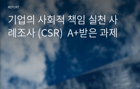 기업의 사회적 책임 실천 사례조사 (CSR)  A+받은 과제