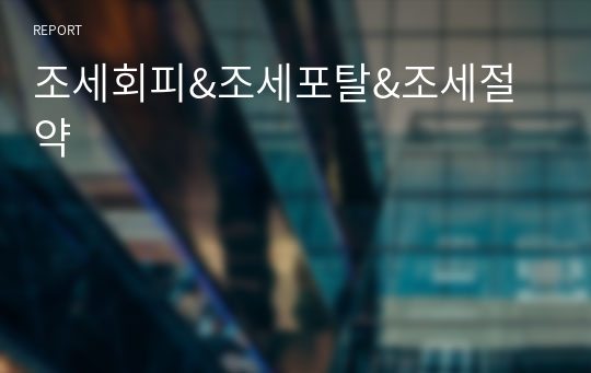 조세회피&amp;조세포탈&amp;조세절약