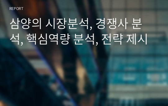 삼양의 시장분석, 경쟁사 분석, 핵심역량 분석, 전략 제시