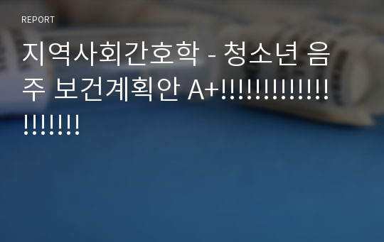 지역사회간호학 - 청소년 음주 보건계획안 A+!!!!!!!!!!!!!!!!!!!!