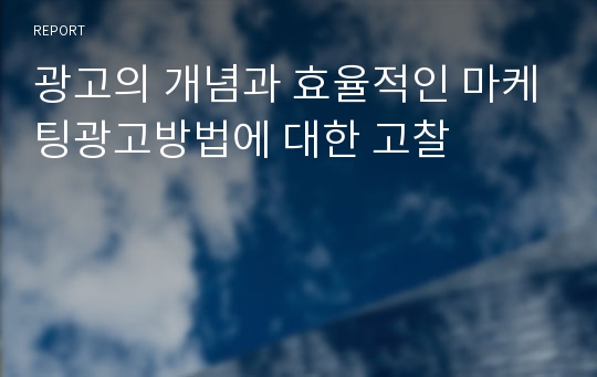 광고의 개념과 효율적인 마케팅광고방법에 대한 고찰