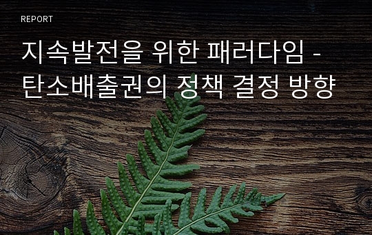 지속발전을 위한 패러다임 - 탄소배출권의 정책 결정 방향