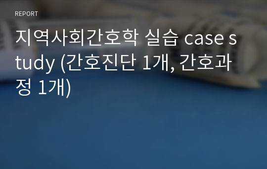 지역사회간호학 실습 case study (간호진단 1개, 간호과정 1개)