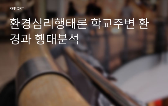 환경심리행태론 학교주변 환경과 행태분석