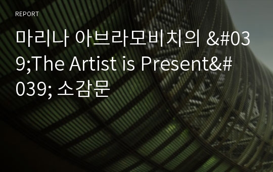 마리나 아브라모비치의 &#039;The Artist is Present&#039; 소감문