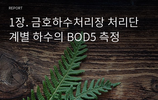 1장. 금호하수처리장 처리단계별 하수의 BOD5 측정