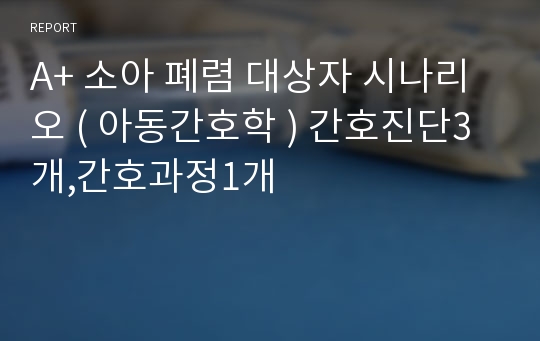 A+ 소아 폐렴 대상자 시나리오 ( 아동간호학 ) 간호진단3개,간호과정1개