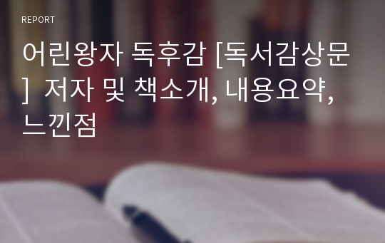 어린왕자 독후감 [독서감상문]  저자 및 책소개, 내용요약, 느낀점