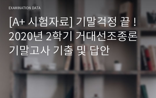 [A+ 시험자료] 기말걱정 끝 ! 2020년 2학기 거대선조종론 기말고사 기출 및 답안