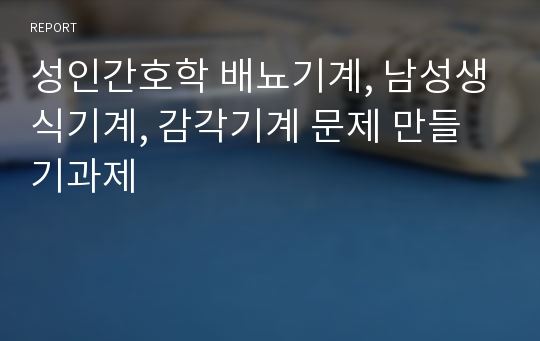 성인간호학 배뇨기계, 남성생식기계, 감각기계 문제 만들기과제