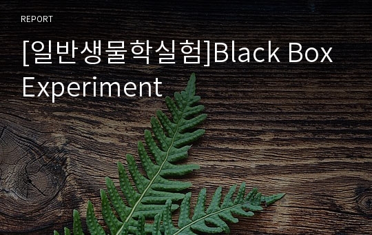 [일반생물학실험]Black Box Experiment