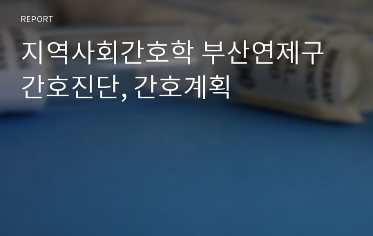 지역사회간호학 부산연제구 간호진단, 간호계획