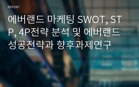 에버랜드 마케팅 SWOT, STP, 4P전략 분석 및 에버랜드 성공전략과 향후과제연구